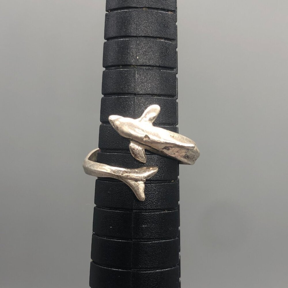 Sterling Silver Dolphin Ring Size 5 1/2 Bypass Band Figural Ocean Animal